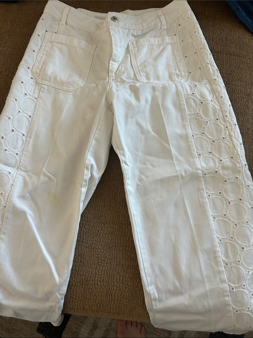 White Women's Eyelet-Trim Jeans